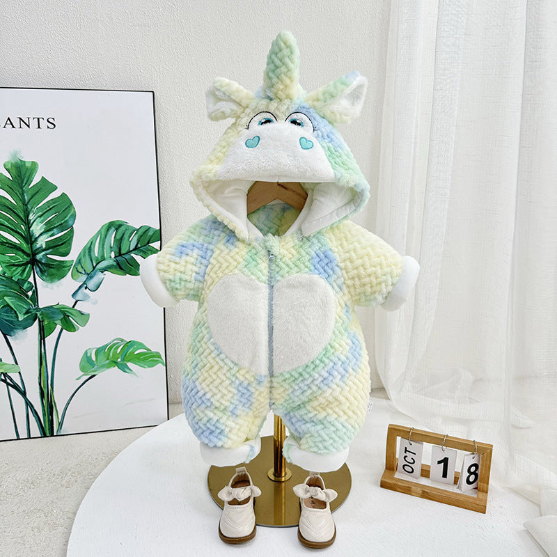 Infant Quilted Winter Romper with Detachable Hood