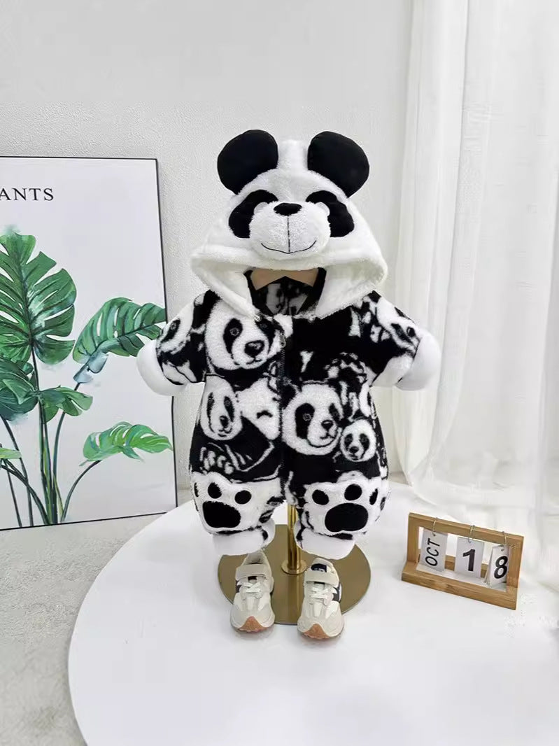 Infant Quilted Winter Romper with Detachable Hood
