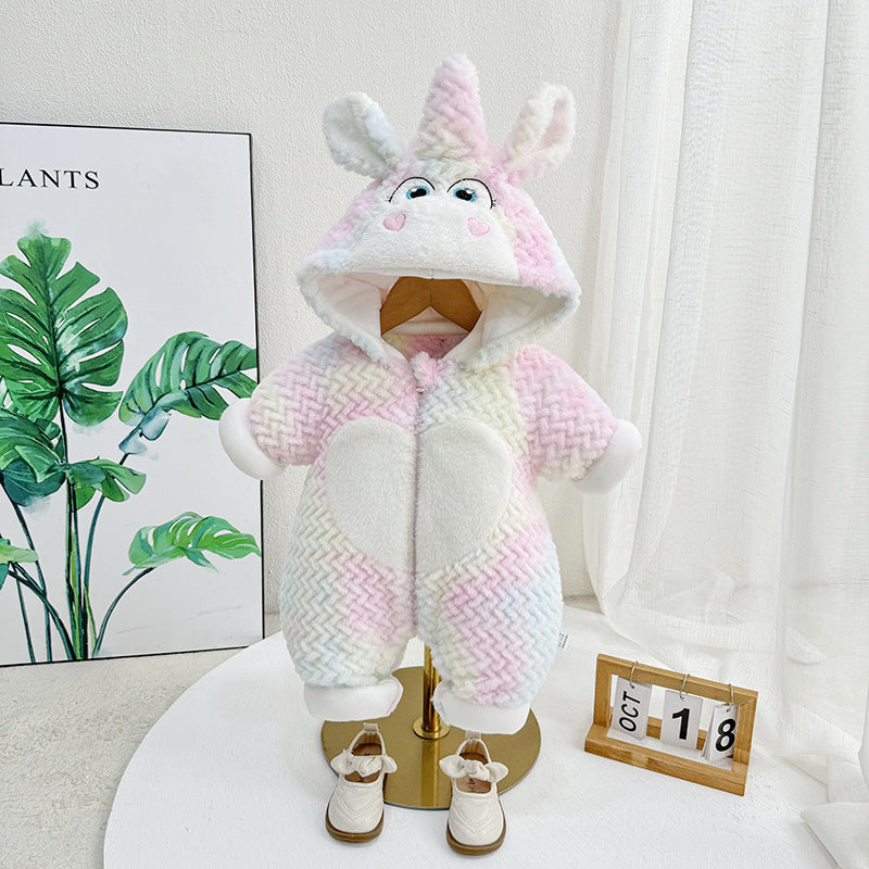 Infant Quilted Winter Romper with Detachable Hood