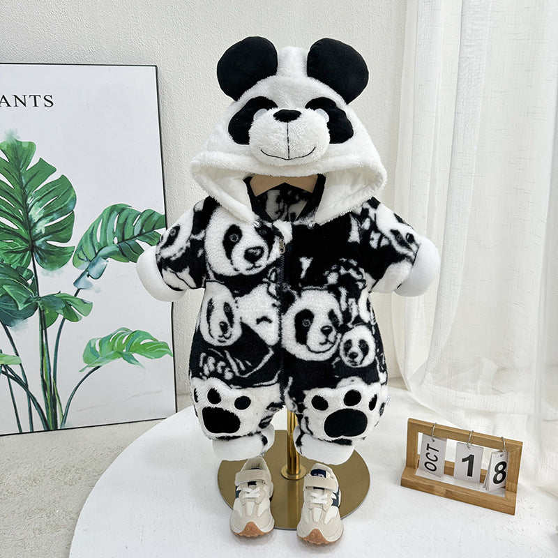 Infant Quilted Winter Romper with Detachable Hood