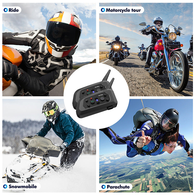 V6 Helmet Bluetooth Headset with Full-Duplex Intercom