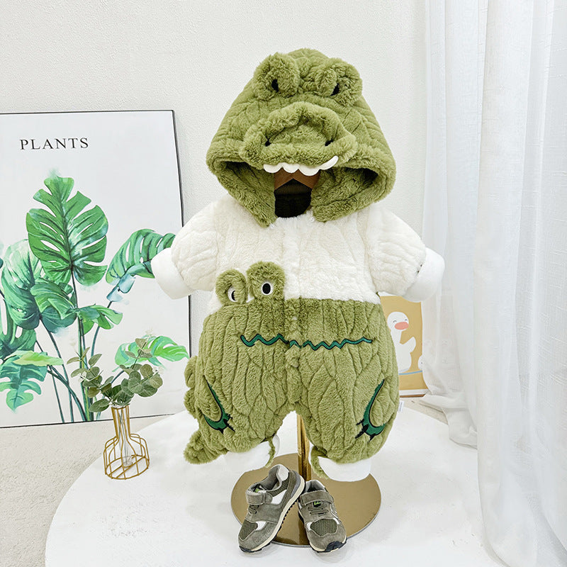 Infant Quilted Winter Romper with Detachable Hood