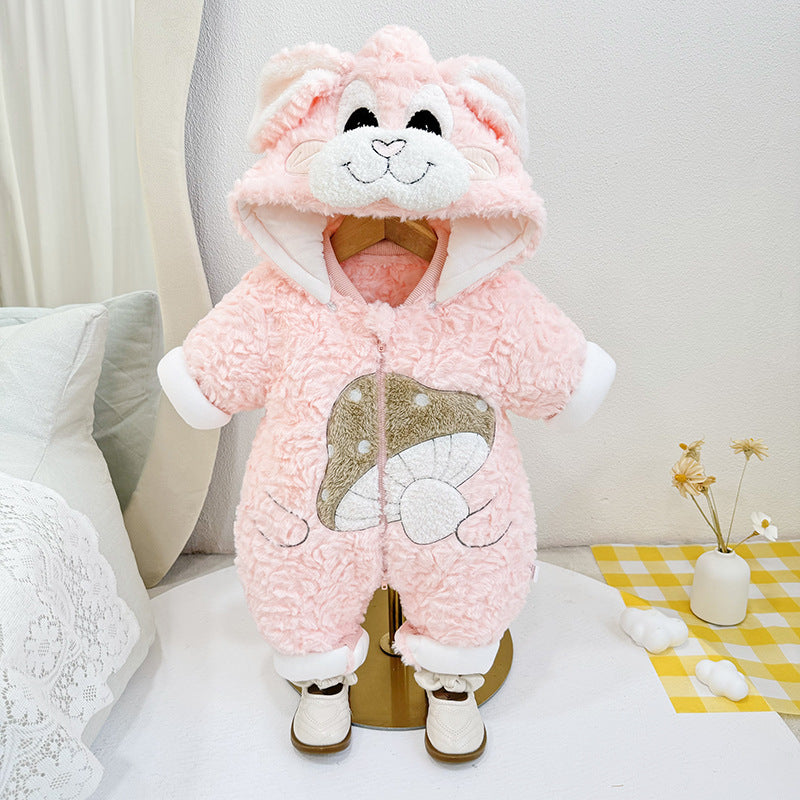 Infant Quilted Winter Romper with Detachable Hood