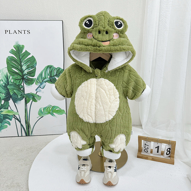 Infant Quilted Winter Romper with Detachable Hood