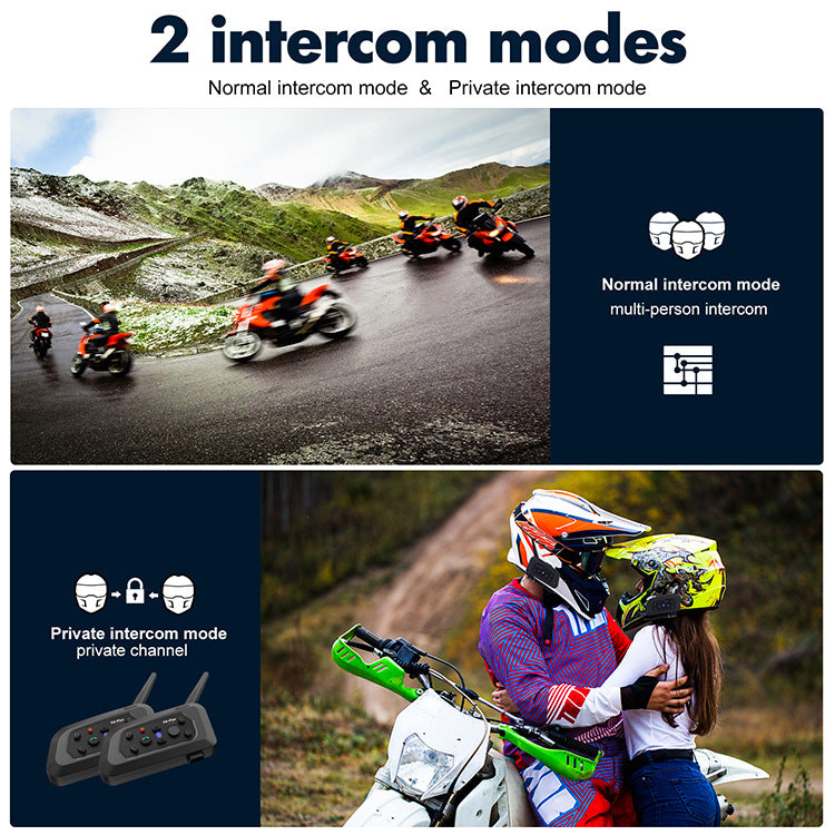 V6 Helmet Bluetooth Headset with Full-Duplex Intercom