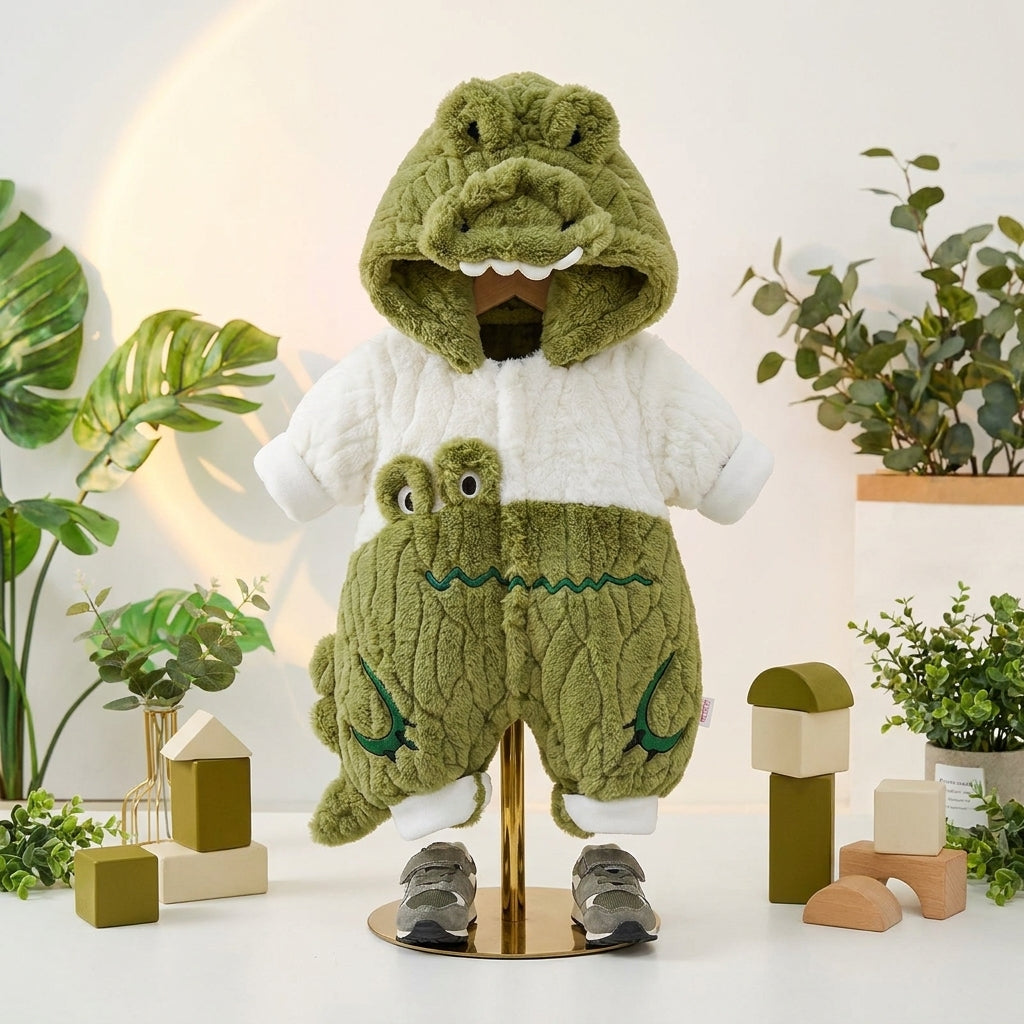 Infant Quilted Winter Romper with Detachable Hood