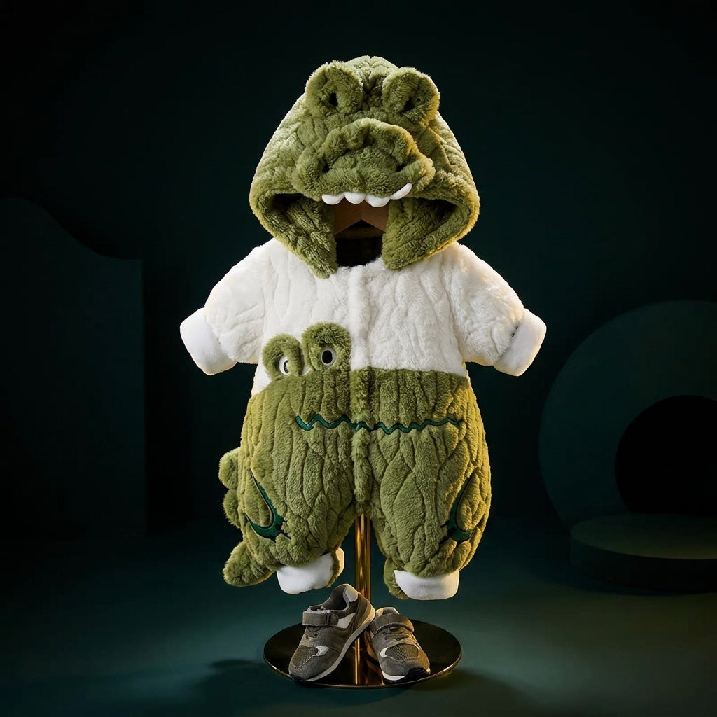 Infant Quilted Winter Romper with Detachable Hood