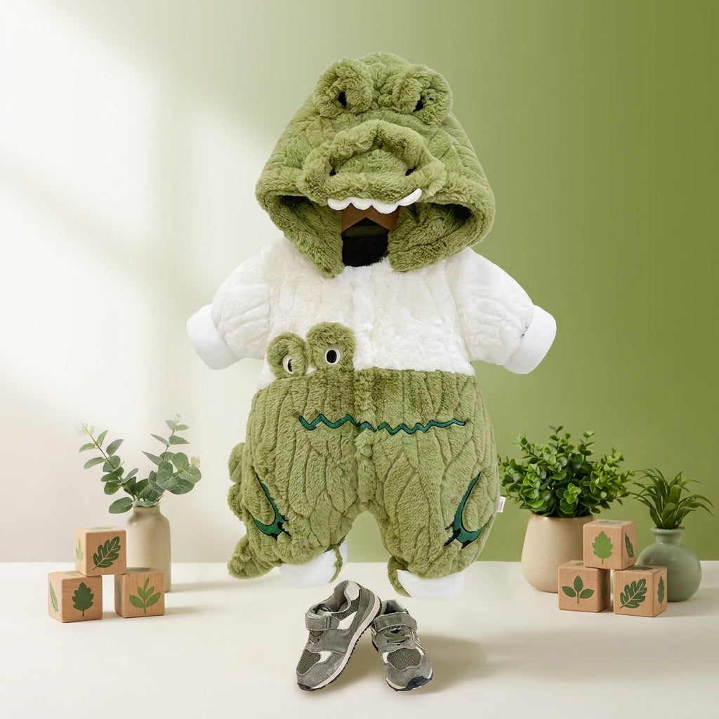 Infant Quilted Winter Romper with Detachable Hood